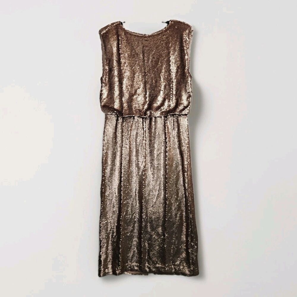 New Ryegrass Fully Sequined Rose Gold Party Dress Sz XL $120 Evening Gown